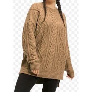 Ugg RTW Raelee Cable Knit Sweater Long - Tan Size Small Wool Blend EUC!